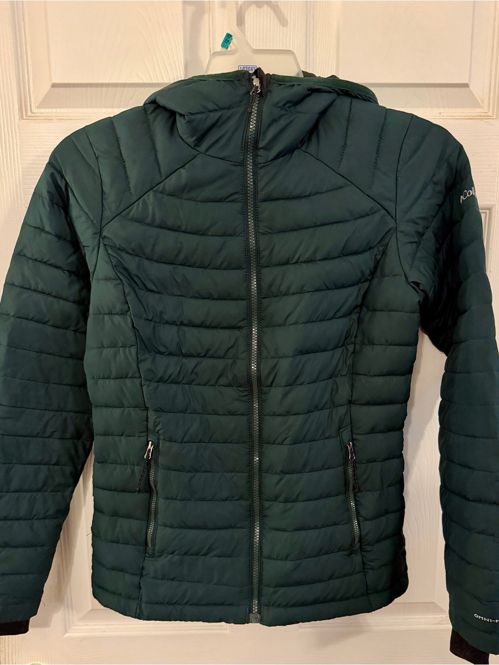 Columbia Dark Forest Green Omni-Heat Hooded Puffer Jacket Sz XS